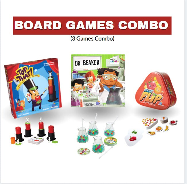 Board Games Combo (Top That, Dr Beaker, Fast Flip)