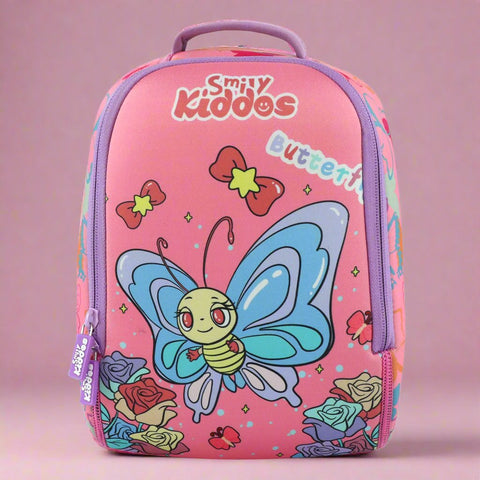 Image of Smily Kiddos Preschool Backpack Butterfly Theme Light Pink