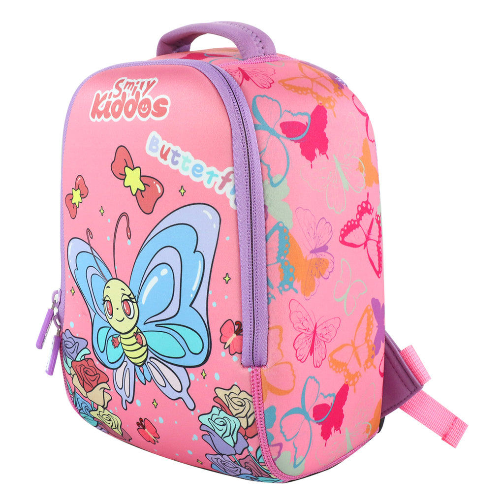 Smily Kiddos Preschool Backpack Butterfly Theme Light Pink