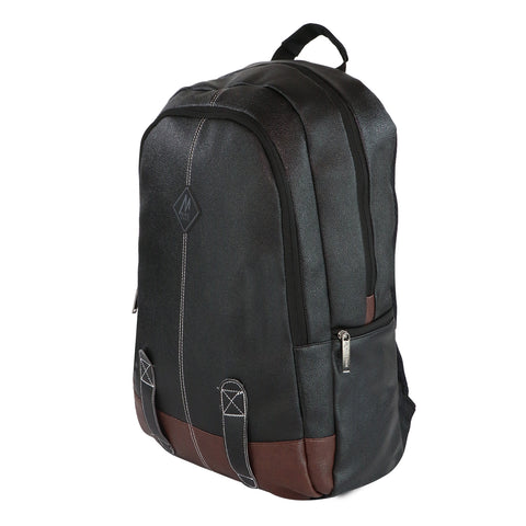 Image of Mike Octane Faux Leather Laptop Backpack - Black