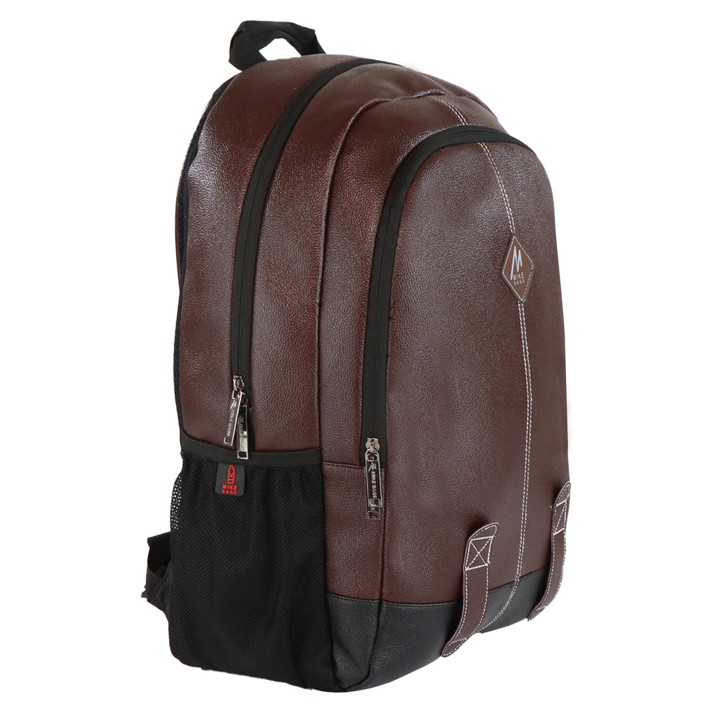 MikeBags Octane Faux Leather Laptop Backpack -  Dark Brown