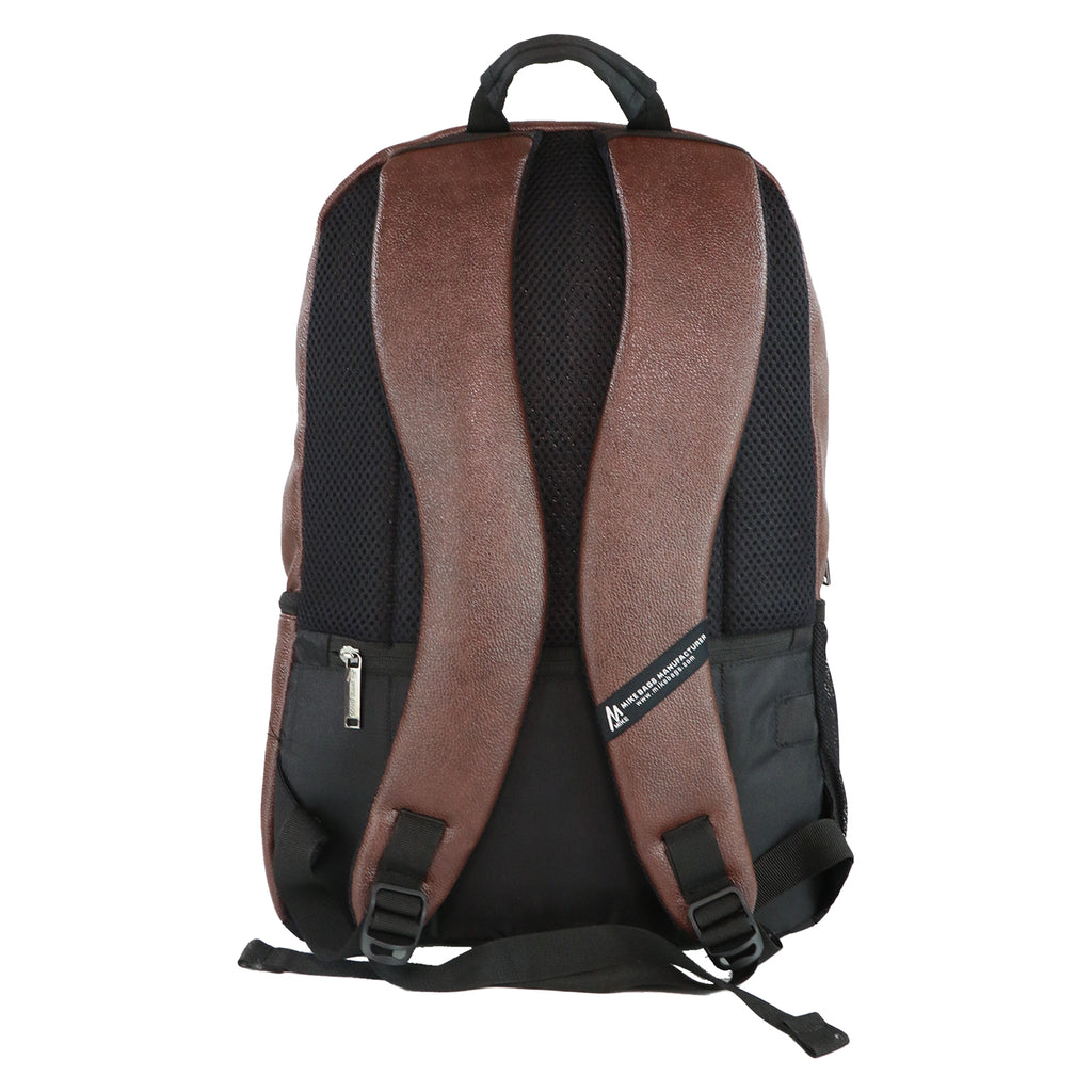 Mike Octane Faux Leather Laptop Backpack - Brown