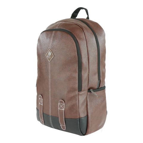 Image of Mike Octane Faux Leather Laptop Backpack - Brown