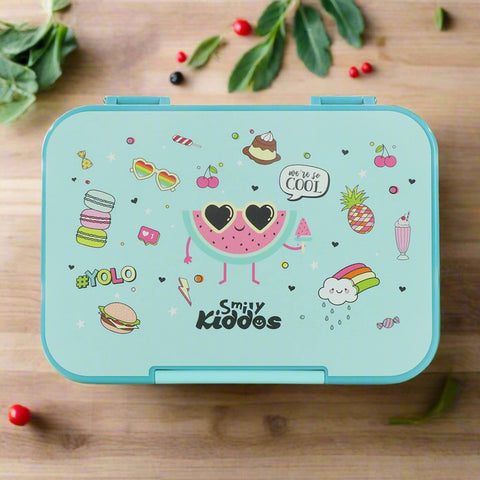 Image of Smily Kiddos Bento lunch box-Cool Fruit Theme Light Blue