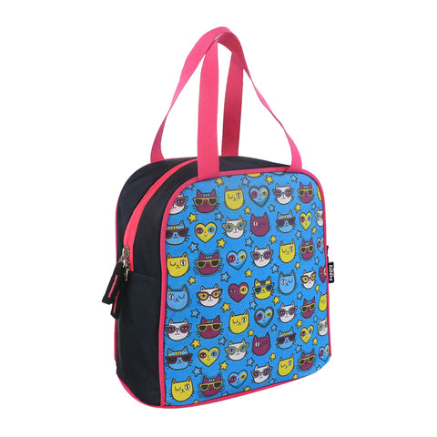 Image of Smily kiddos joy lunch bag-Kitty Theme - Teal Blue