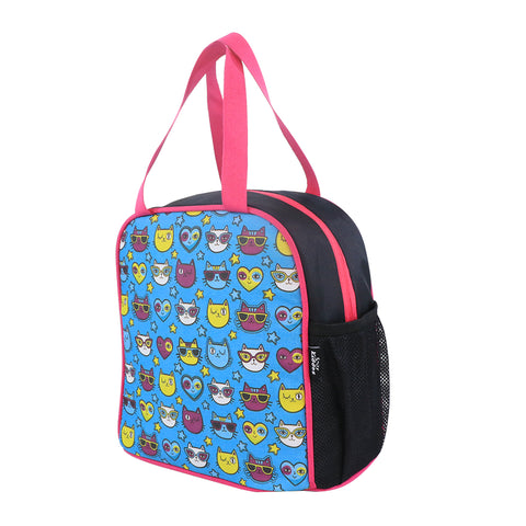 Image of Smily kiddos joy lunch bag-Kitty Theme - Teal Blue