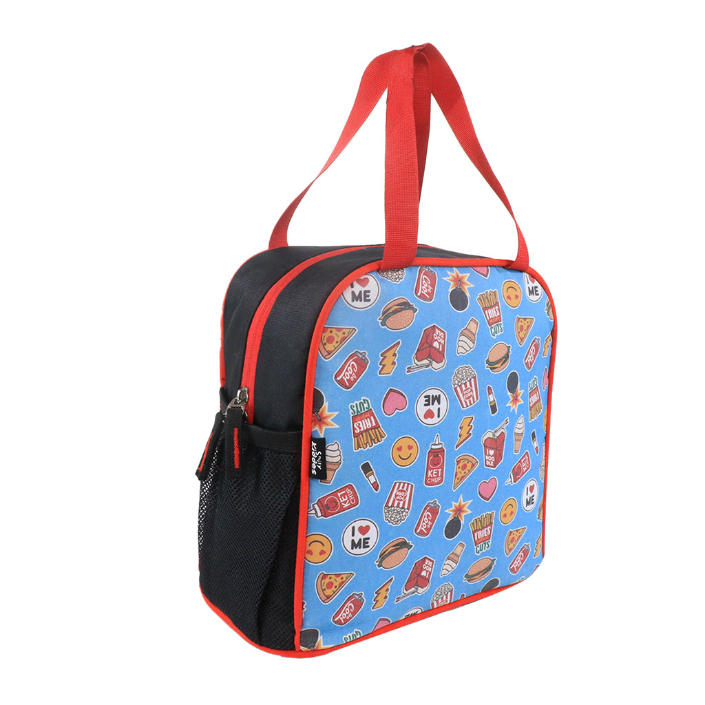 Smily kiddos joy lunch bag- Fast Food Theme - Teal blue