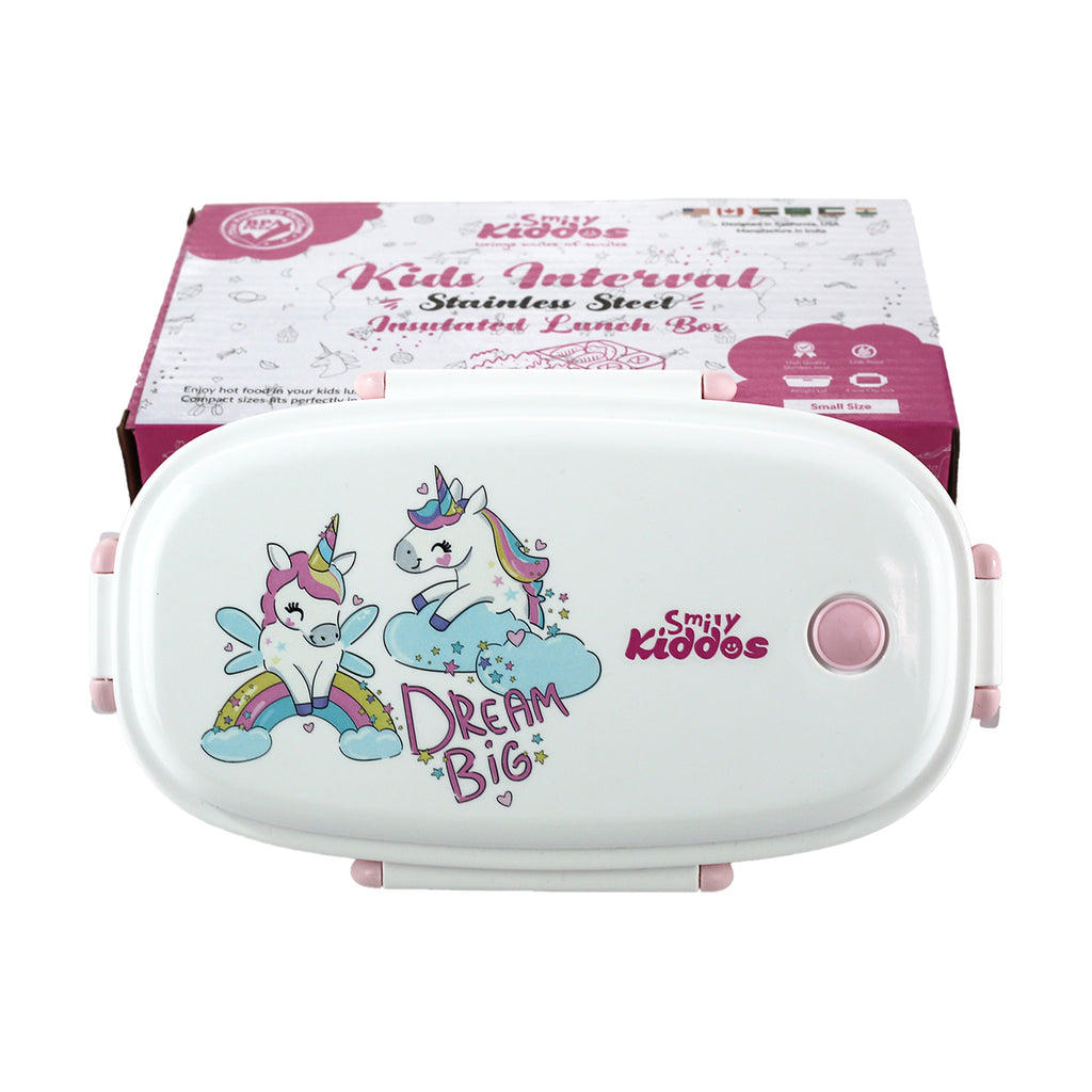Smily kiddos Stainless Steel Lunch Box Small Dream Unicorn Theme - Light Pink 3+ years