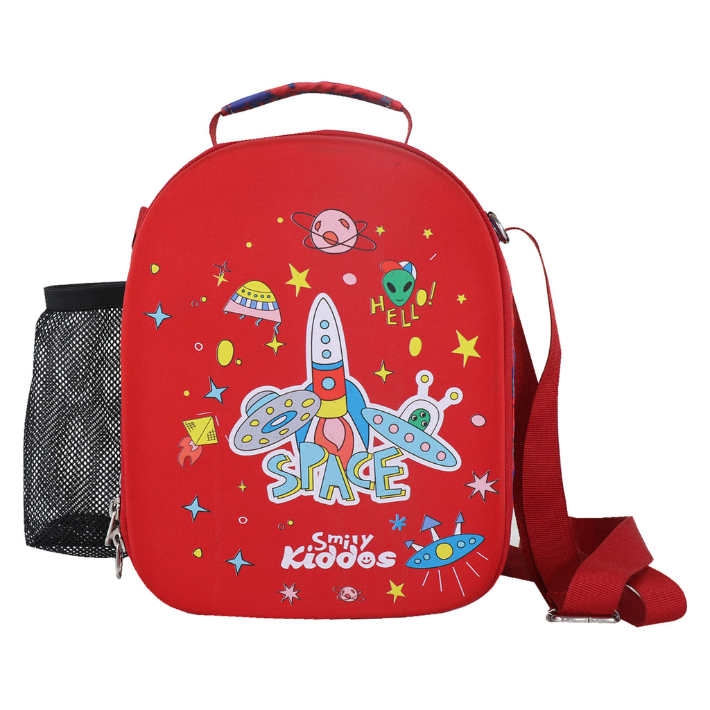 Smily Kiddos Hartop Eva Lunch Bag space theme - Red