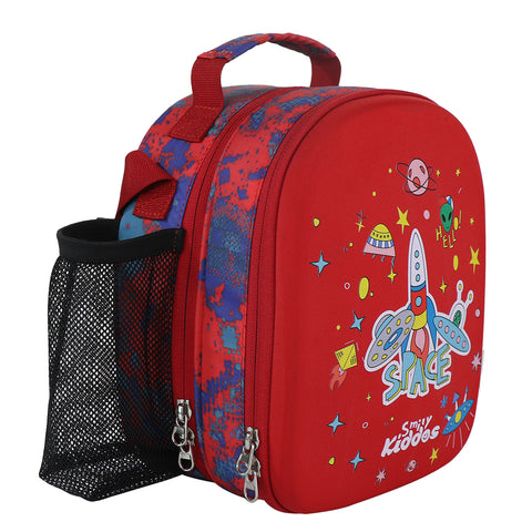 Image of Smily Kiddos Hartop Eva Lunch Bag space theme - Red