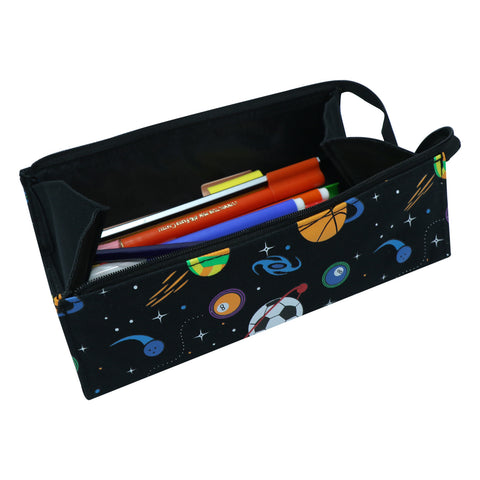 Image of Smily Tray Pencil Case Space Theme Black