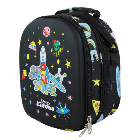 Image of Smily Kiddos Hartop Eva Lunch Bag space theme - Black