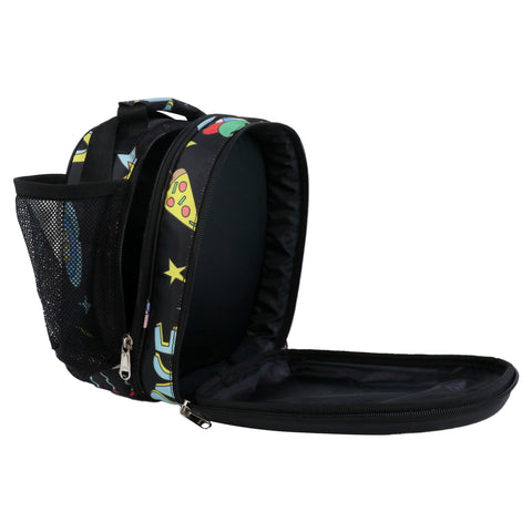 Image of Smily Kiddos Hartop Eva Lunch Bag space theme - Black