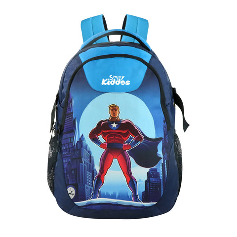 Image of Smily Kiddos Backpack, Lunch Box, Water Bottle : Combo Blue